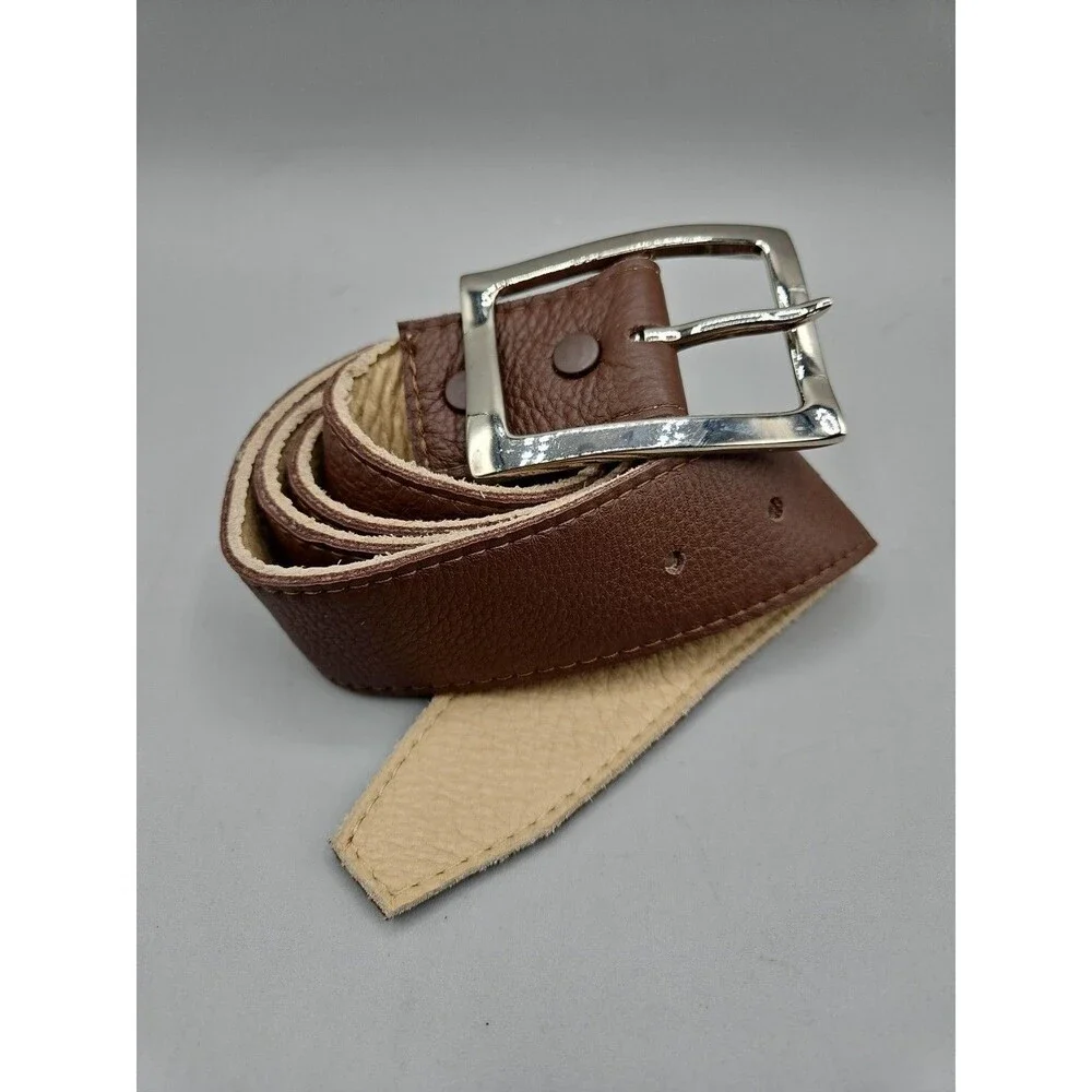 Crescent Reversible Brown Tan Soft Leather Belt Size 36 Hand Made In USA 1.5